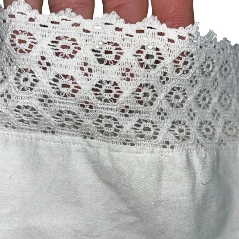 Antique Hotel Wolcott white linen Hand Made Lace trim King PAIR 2 pillow cases